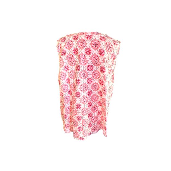 Emily Daniels Sleeveless Pink & White Floral Button-Up Blouse L - Picture 4 of 10